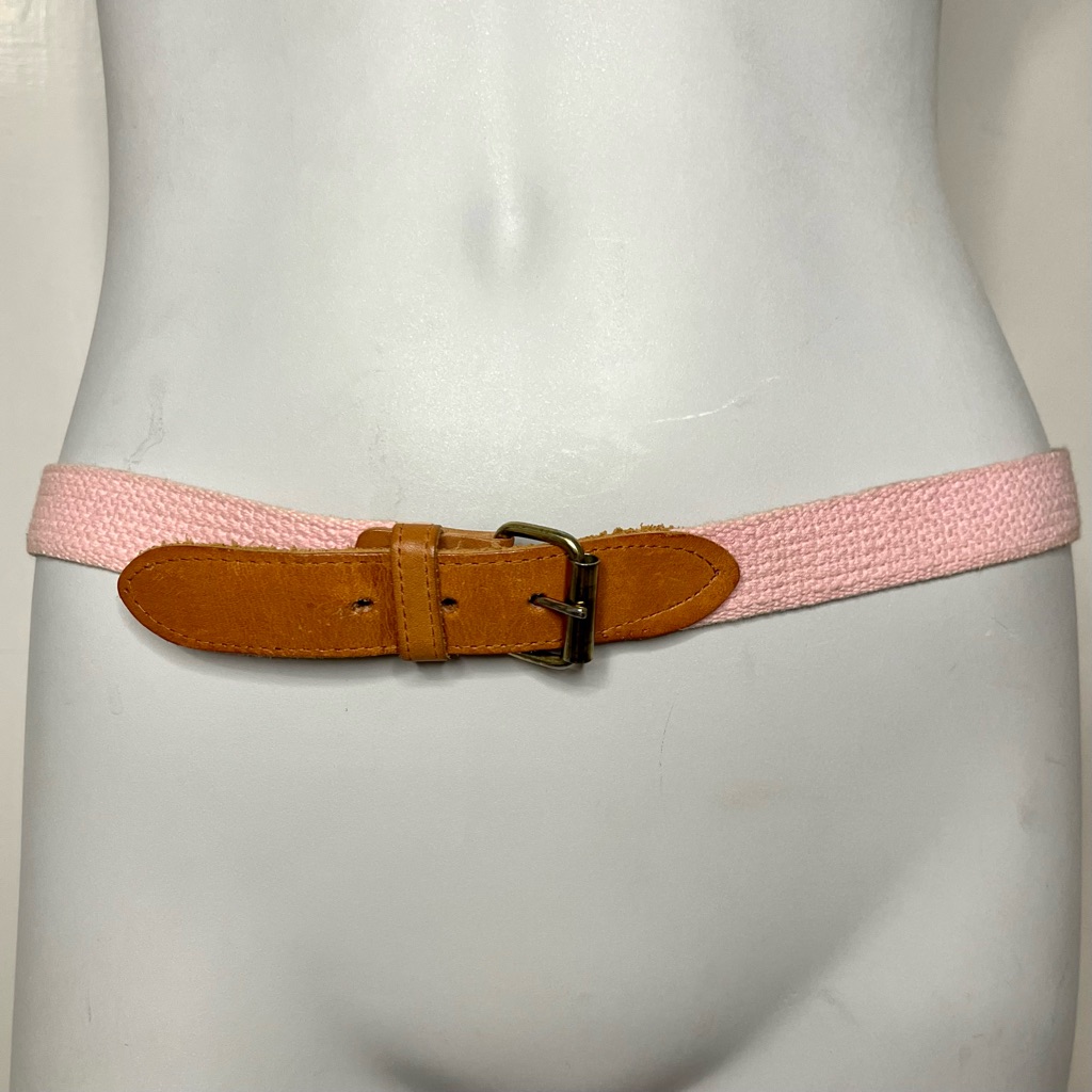 Vintage Baby Pink And Brown Leather Belt